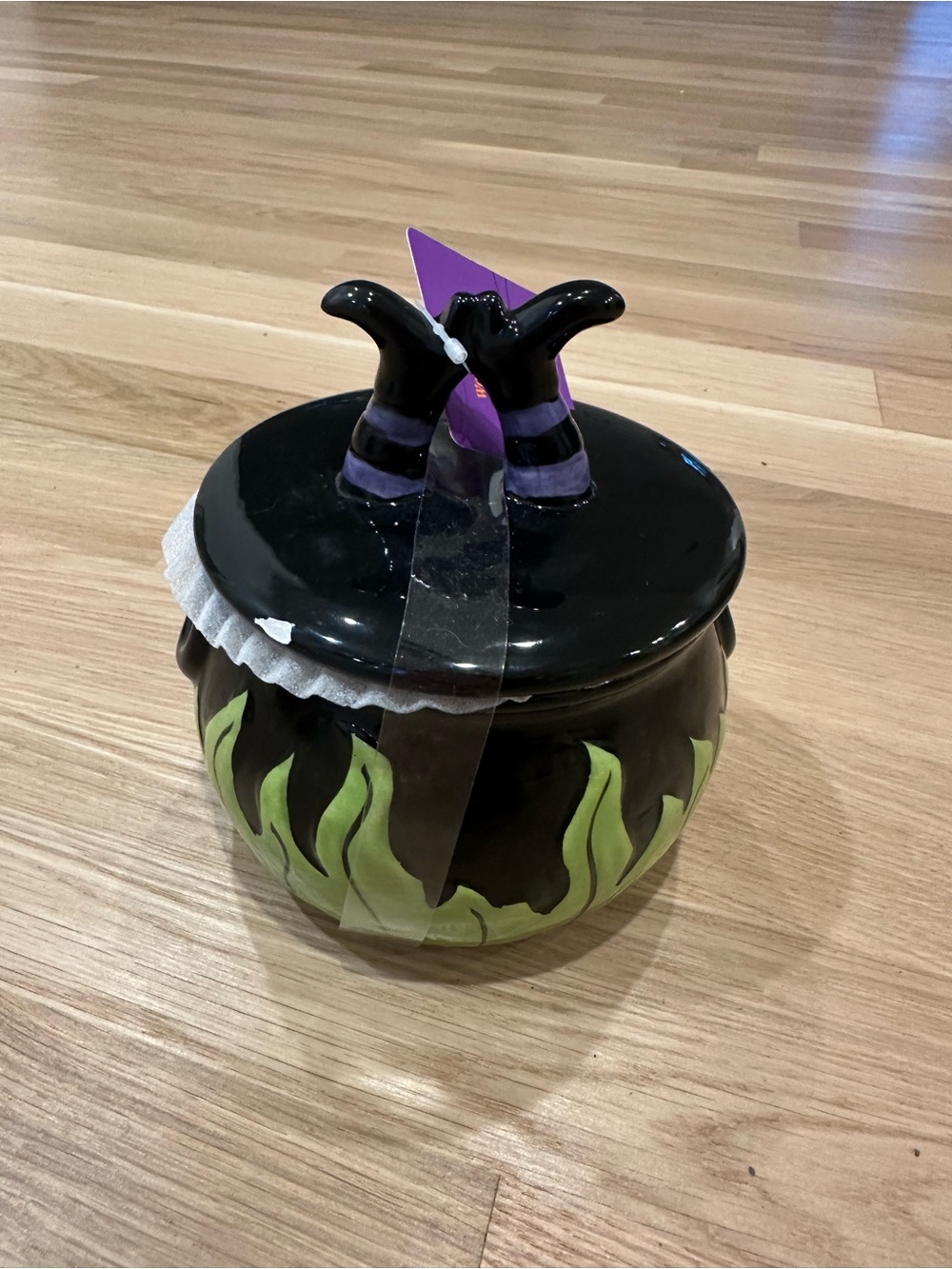 Black and Green Witch Boot Ceramic Candy Jar - Home Accents